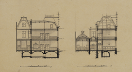 216877 Dwarsdoorsneden van het ontwerp voor een nieuw gebouw voor de Sociëteit Sic Semper (Trans 19 / hoek ...